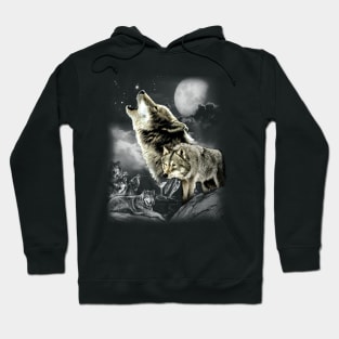 Howling Wolves in full moon Hoodie